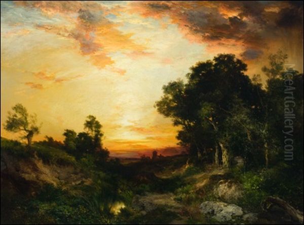 Sunset, Amagansett Oil Painting by Thomas Moran