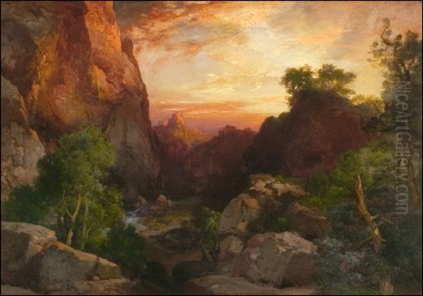 On The Hance Trail - Grand Canyon Of The Colorado River, Arizona Oil Painting by Thomas Moran