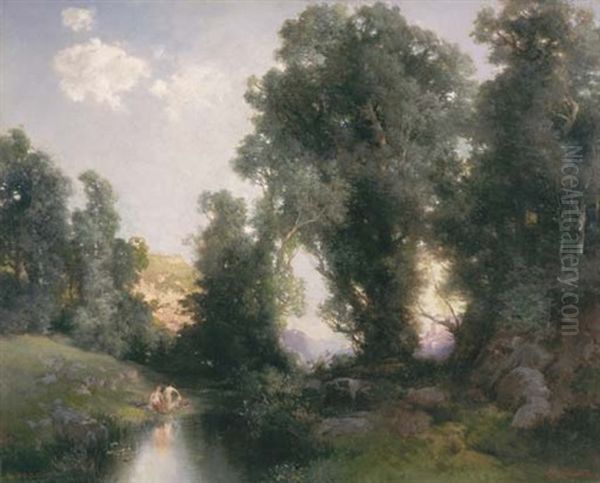 The Bathing Hole, Cuernavaca, Mexico Oil Painting by Thomas Moran