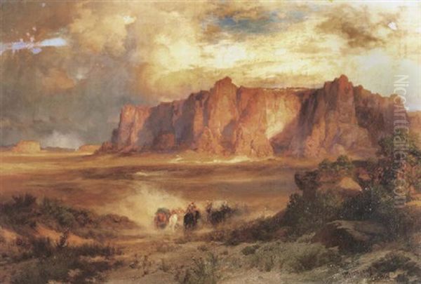 Acoma Oil Painting by Thomas Moran