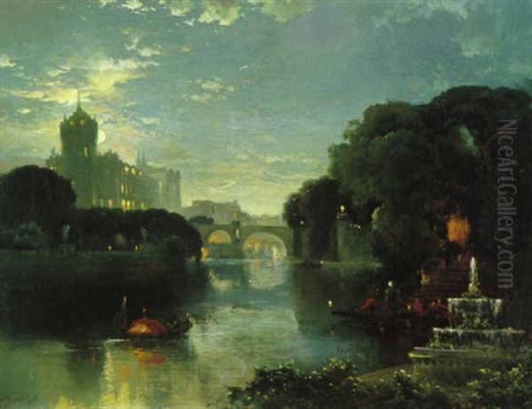 Moonlight Fantasy Oil Painting by Thomas Moran