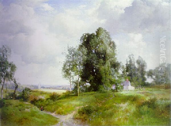 Old Windmill, East Hampton, Long Island, New York Oil Painting by Thomas Moran