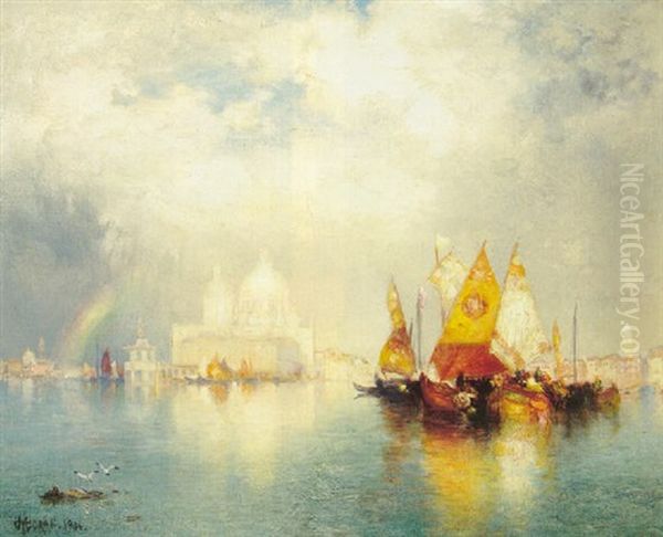 Salute From The Lagoon Oil Painting by Thomas Moran