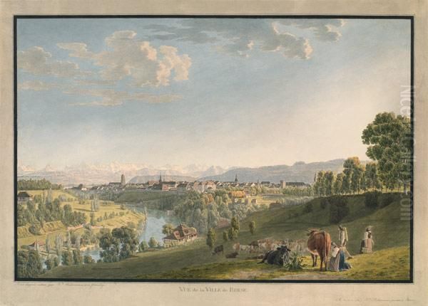 Vue De La Ville De Berne Oil Painting by Johann Jakob Biedermann