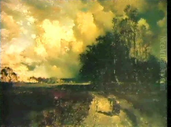 Landschaft Bei Gewitters- Timmung Oil Painting by Thomas Moran