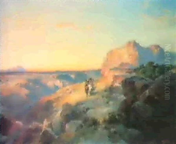 Red Rock Trail Oil Painting by Thomas Moran