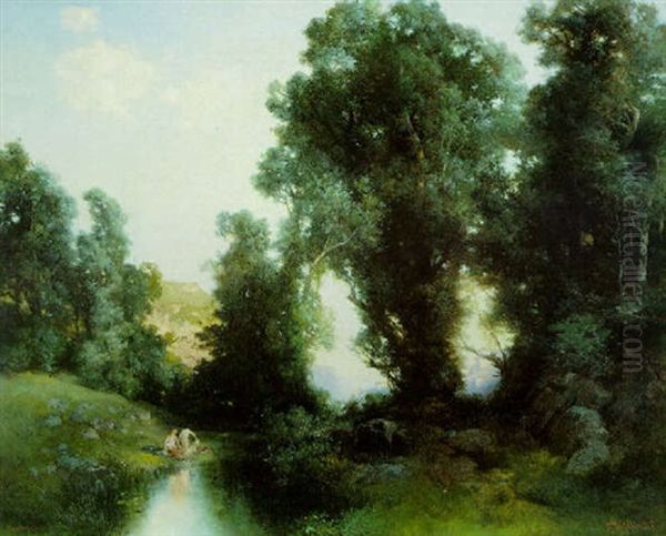 The Bathing Hole, Cuernavaca, Mexico Oil Painting by Thomas Moran