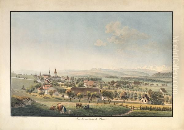 Vue Desenvirons De Berne Oil Painting by Johann Jakob Biedermann