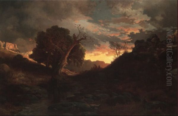 The Evening Hunter Oil Painting by Thomas Moran