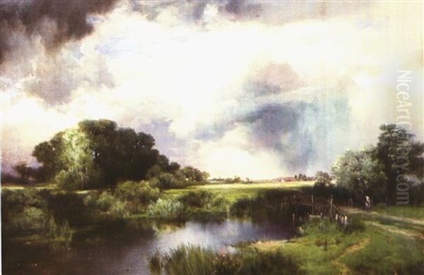 Showery Weather, East Hampton Oil Painting by Thomas Moran