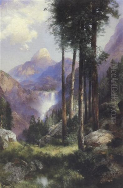 Vernal Falls, Yosemite Valley Oil Painting by Thomas Moran