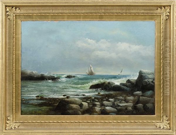 Sailboats Off A Rocky Coast Oil Painting by Edward Moran