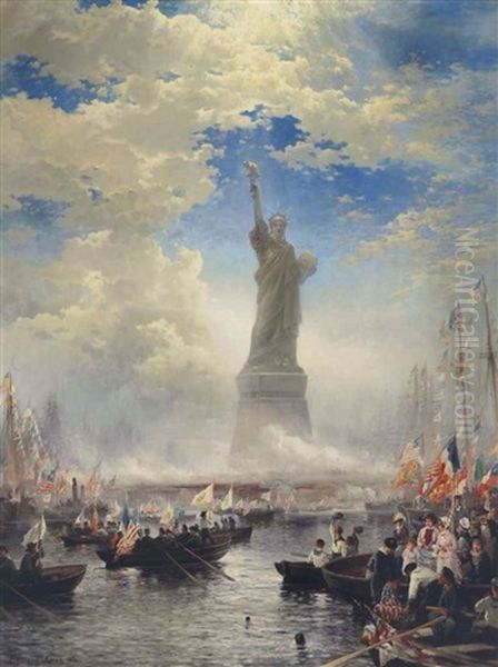 Commerce Of Nations Rendering Homage To Liberty Oil Painting by Edward Moran