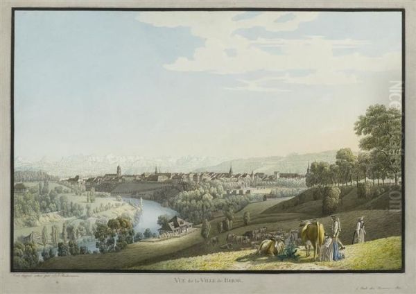 Vue De La Ville De Berne Oil Painting by Johann Jakob Biedermann