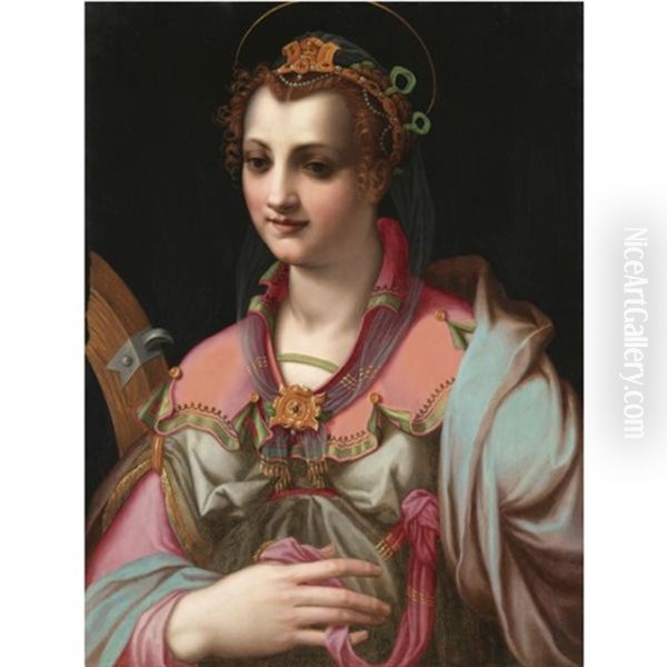 Saint Catherine Of Alexandria Oil Painting by Francesco (Il Poppi) Morandini