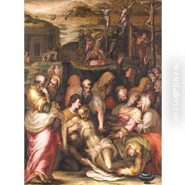 The Lamentation Over The Dead Christ Oil Painting by Francesco (Il Poppi) Morandini