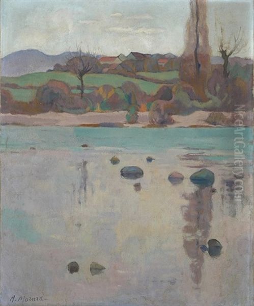 Uferlandschaft Mit Dorf Oil Painting by Arthur Morard