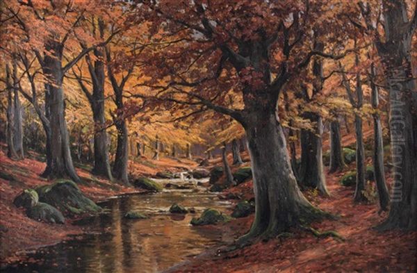 Herbstwald Oil Painting by Bruno Moras