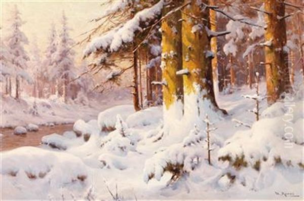 Winter Oil Painting by Walter Moras