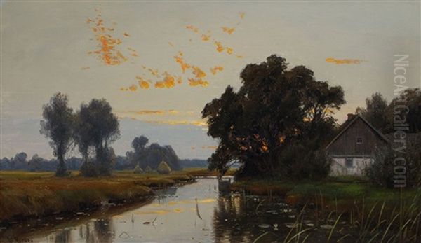 Zmierzch Nad Rzeka Oil Painting by Walter Moras