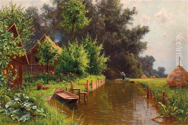 Woodland Landscape By The Spree Oil Painting by Walter Moras