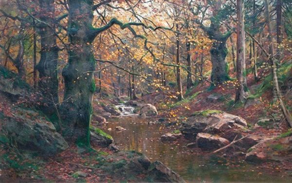 Bachlauf Im Herbstwald Oil Painting by Walter Moras