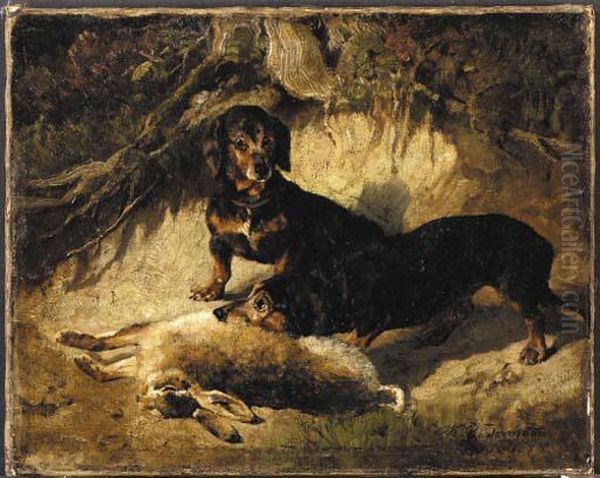 Two Dachshunds
Signed And Dated 'h. Biedermann Arendts.78' (lower Right) Oil Painting by Hermine Biedermann-Arendts