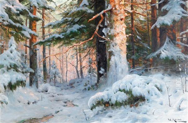 Winter Landscape Oil Painting by Walter Moras