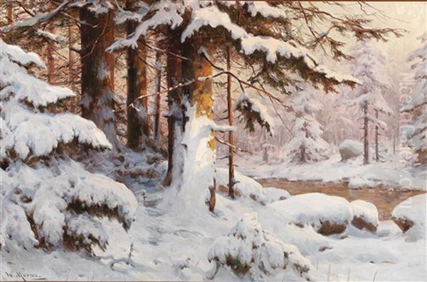 Winter Oil Painting by Walter Moras