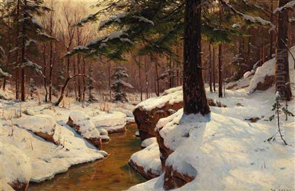 A Sunny Day In Winter Oil Painting by Walter Moras