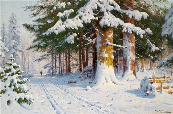 Heimweg Im Winterwald Oil Painting by Walter Moras