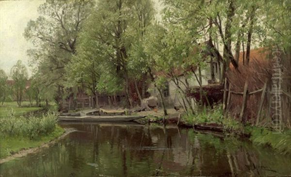 Kleine Hofidylle Im Spreewald Oil Painting by Walter Moras