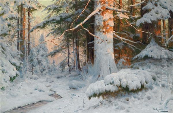 Winterwald Im Sonnenlicht Oil Painting by Walter Moras