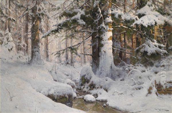 Winter Oil Painting by Walter Moras