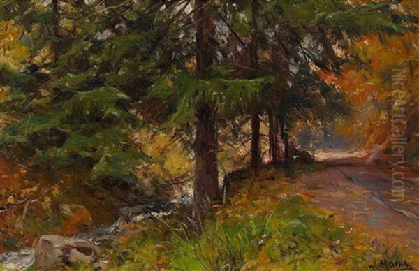 Waldweg Im Gebirge Oil Painting by Walter Moras