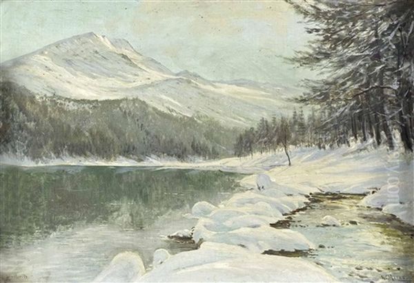 Winterlandschaft Bei St. Moritz Oil Painting by Walter Moras