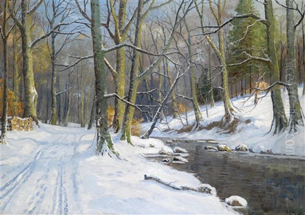 Bachlandschaft Im Winter Oil Painting by Walter Moras