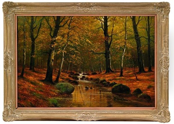 Bachlauf Im Herbstlichen Wald Oil Painting by Walter Moras