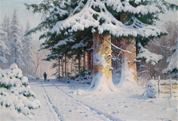 Jager Im Winter Oil Painting by Walter Moras