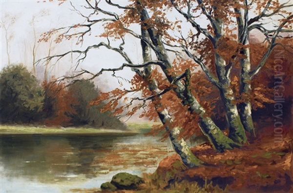 Forest Scene Oil Painting by Walter Moras