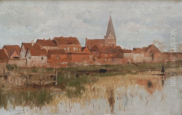 Town In Northern Germany Oil Painting by Walter Moras