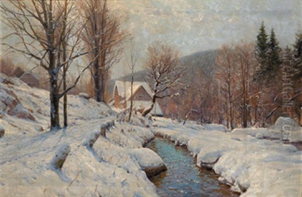 Winterliche Landschaft Mit Forsthaus Oil Painting by Walter Moras