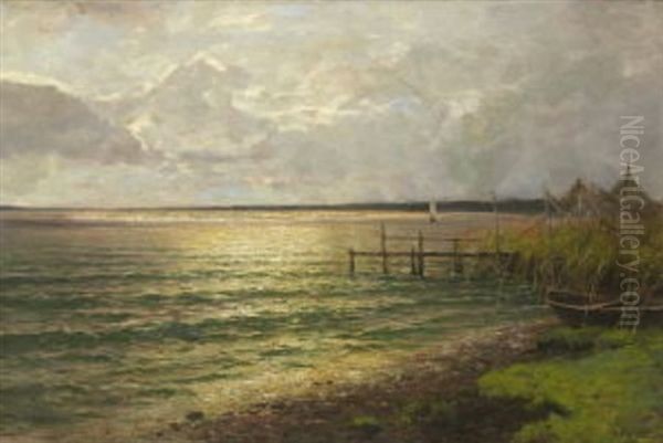 Markisches Seeufer Im Abendlicht Oil Painting by Walter Moras