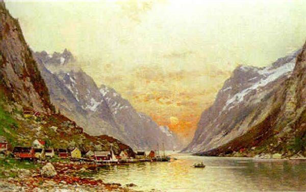 A Fjord Oil Painting by Walter Moras