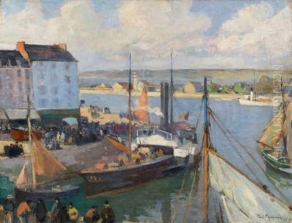 Quai Anime A Honfleur Oil Painting by Paul Bernard Morchain