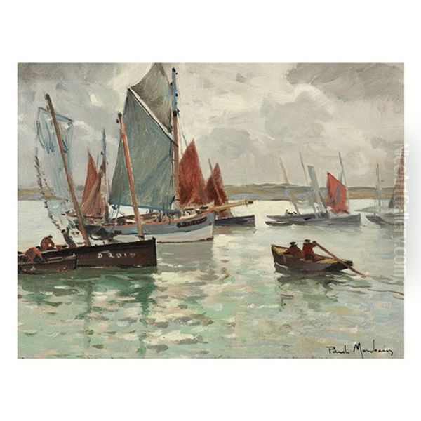 Vue De Port De Douarnenez Oil Painting by Paul Bernard Morchain