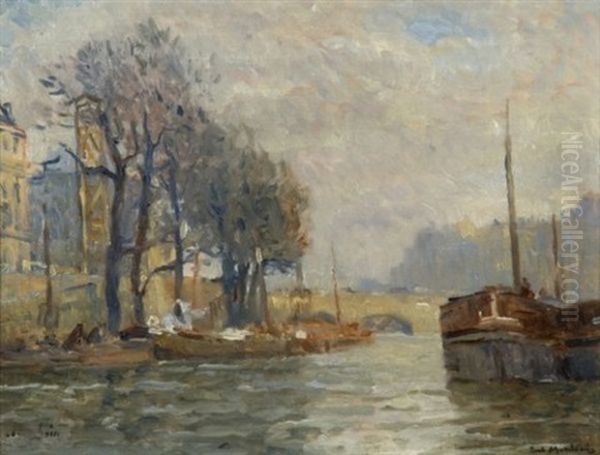 Le Pont Marie, Paris Oil Painting by Paul Bernard Morchain