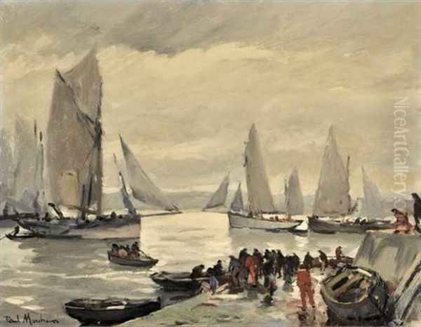 La Cale Des Peches A Douarnenez Oil Painting by Paul Bernard Morchain