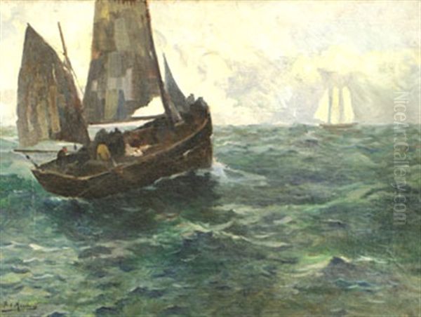 Depart En Peche Oil Painting by Paul Bernard Morchain