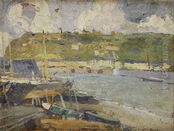 Fecamp, L'avant-port Oil Painting by Paul Bernard Morchain